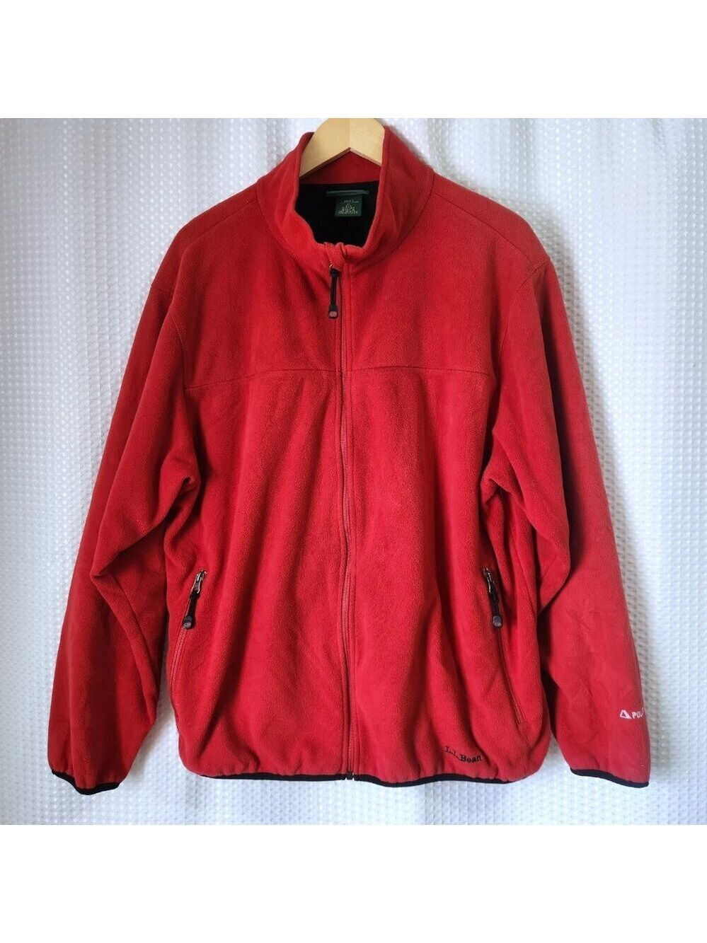 LL Bean XL Polartec Fleece Jacket Red Mesh Lined Weather Channel Full Zip Outdoo